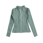 Preorder GT0682 Solid Gray Green Color Sports Yoga Girls Zip Coat