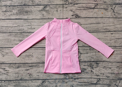 Preorder GT0683 Solid Light Pink Color Sports Yoga Girls Zip Coat