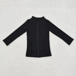 GLD1193 Solid Color Black Yoga oat Girls Skorts Set