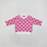 GT0686 Coquette Bows Pink Plush Kids Knit Sweater Top