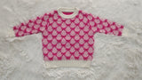 GT0686 Coquette Bows Pink Plush Kids Knit Sweater Top