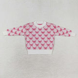 GT0687 Coquette Bows Pink Kids Knit Sweater Top