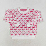 GT0687 Coquette Bows Pink Kids Knit Sweater Top