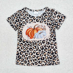 GT0688 Pumpkin Leopard Kids Girl Shirt Top