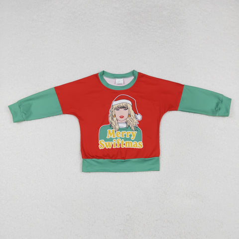 GT0704 Christmas Merry Swiftmas Red Green Kids Girls Shirt Top