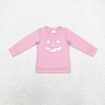 GT0717 Halloween Pumpkin Pink Kids Girl Shirt Top