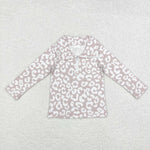 GT0720 Khaki Leopard Pullover Zip Kids Coat