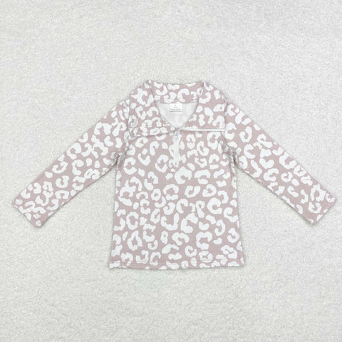 GT0720 Khaki Leopard Pullover Zip Kids Coat