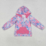 GT0745 Fashion Flower Pink Hoodie Kids Pullover