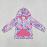 GT0745 Fashion Flower Pink Hoodie Kids Pullover