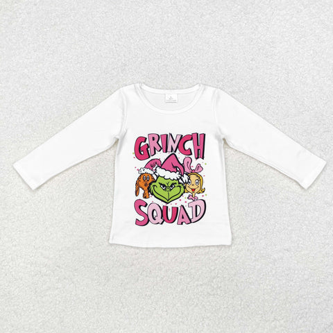 GT0757 Christmas Green Animal Squad Kids Girl Shirt Top