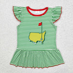 GT0771 Golf Green Stripe Kids Girls Shirt Top