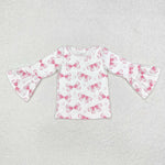 GT0779 Cute Bows Pink Kids Girls Shirt Top