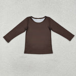 GT0798 Brown Solid Color Kids Shirt Top