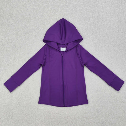 GT0807 Purple Color Sports Yoga Girls Zip Coat