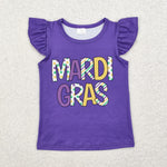 GT0814 Mardi Gras Purple Kids Girl Shirt Top