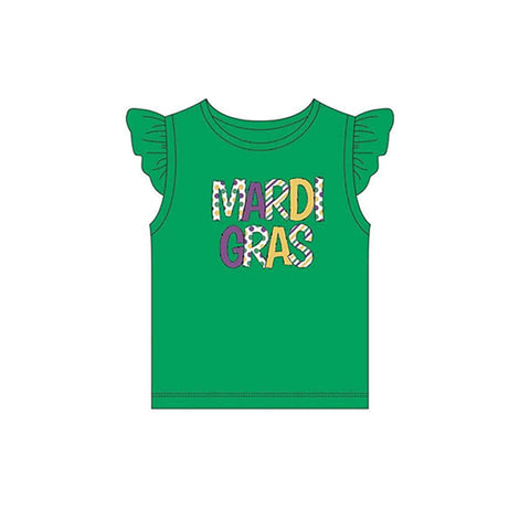 Preorder Notice GT0815 Mardi Gras Green Kids Girl Shirt Top