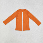 GT0825 Solid Orange Sports Yoga Girls Zip Coat