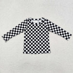 GT0864 Black Plaid Kids Shirt Top