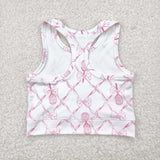 GSSO1544 Bows Pink Sports Yoga Biker Shorts Girls Set