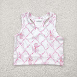 GSSO1544 Bows Pink Sports Yoga Biker Shorts Girls Set