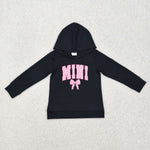 GT0902 Vinyl Print MINI Bows Pink Black Girls Hoodie Kids Pullover