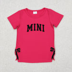 Mommy And Me Embroidery MAMA MINI Bows Pink Shirt Top