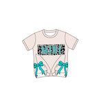 Preorder 01.14 GT0932 MINI Western Turquoise Bows Kids Girl Shirt Top