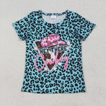 GT0934 Hey There Cowboy Leopard Kids Girl Shirt Top