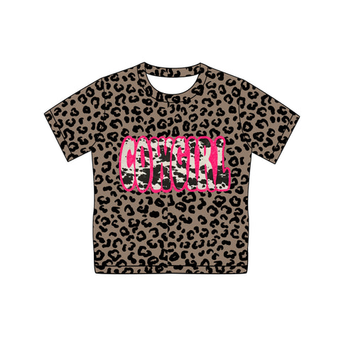 Preorder 01.14 GT0936 Cowgirl Leopard Kids Girl Shirt Top