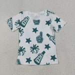 GT0955 Cheer Fireworks Green Kids Girl Shirt Top