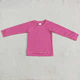 GLS0004 Dark Pink Yoga Long Sleeves Shirt Girls Shorts Set
