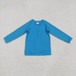 GLS0005 Blue Yoga Long Sleeves Shirt Girls Shorts Set