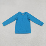 GLS0005 Blue Yoga Long Sleeves Shirt Girls Shorts Set