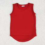 GSSO2499 Red Solid Color Yoga Sports Girls Shorts Set