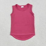 GSSO2500 Dark Pink Solid Color Yoga Sports Girls Shorts Set