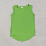 GSSO2503 Green Solid Color Yoga Sports Girls Shorts Set