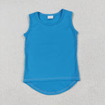 GSSO2504 Blue Solid Color Yoga Sports Girls Shorts Set