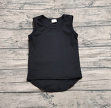Preorder GT0987 Black Solid Color Yoga Sports Kids Girls Shirt Top
