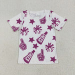 GT0993 Cheer Fireworks Purple Kids Girl Shirt Top