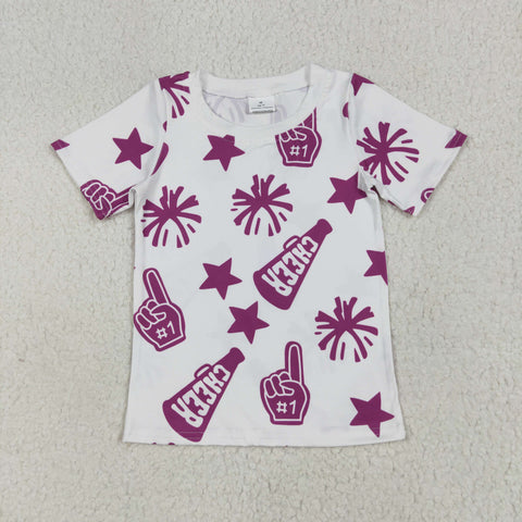 GT0993 Cheer Fireworks Purple Kids Girl Shirt Top