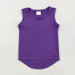 GSSO2573 Purple Solid Color Yoga Sports Girls Shorts Set