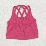 GT1010 Pink Solid Color Kids Yoga Sports Vest