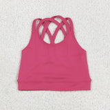 GT1010 Pink Solid Color Kids Yoga Sports Vest