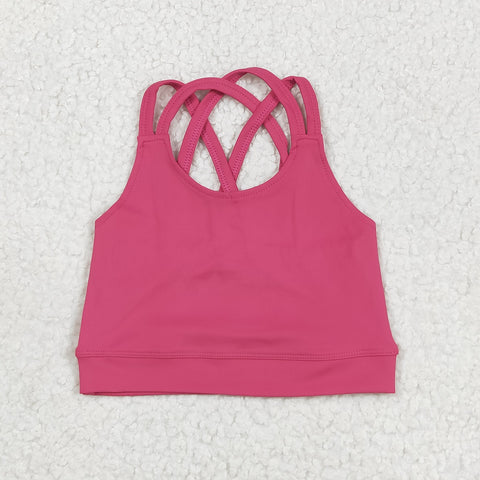 GT1010 Pink Solid Color Kids Yoga Sports Vest