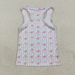 GT1014 Bows Flower Yoga Sports Kids Girls Shirt Top