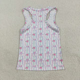 GT1014 Bows Flower Yoga Sports Kids Girls Shirt Top