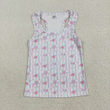 GT1014 Bows Flower Yoga Sports Kids Girls Shirt Top
