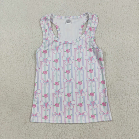 GT1014 Bows Flower Yoga Sports Kids Girls Shirt Top