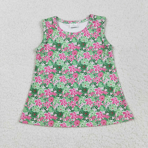 GT1015 Flower Yoga Sports Kids Girls Shirt Top